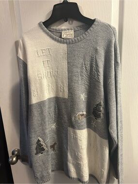 Men's Gray 'Let It Snow' Crewneck Holiday Sweater